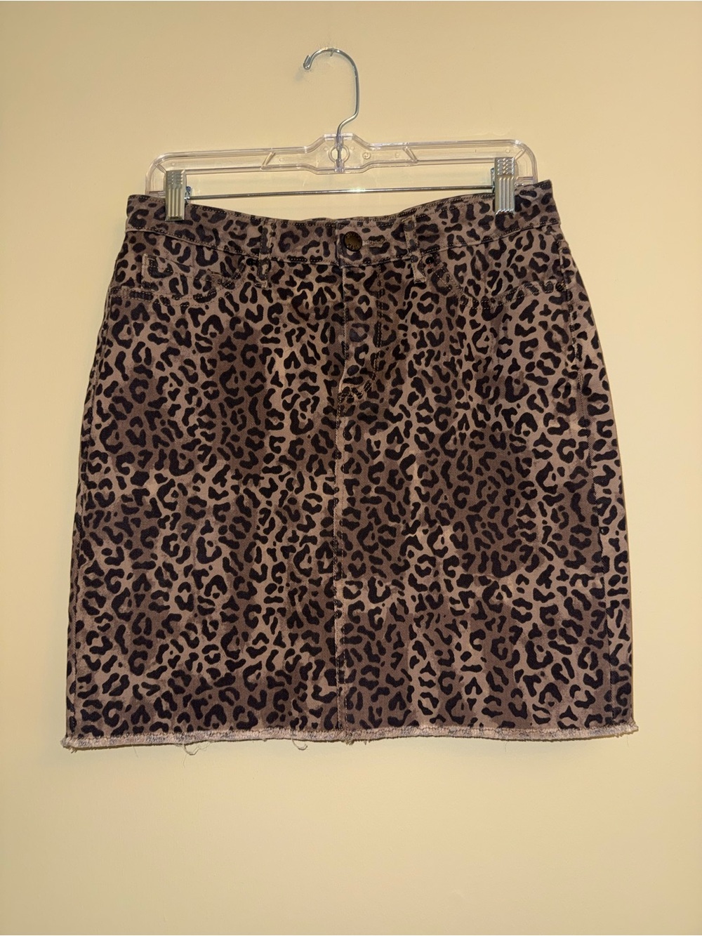 Cheetah Print Denim Mini Skirt Junior 29 Pockets Festival Casual Chic Festival